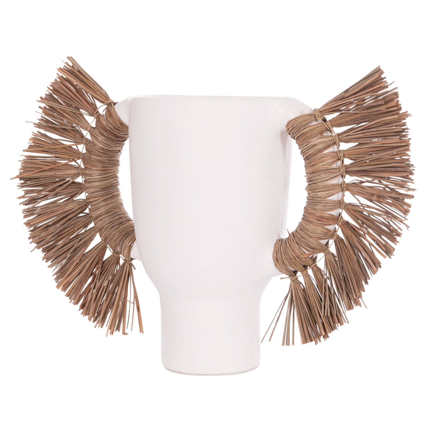 Декоративна ваза Alioca бяла теракота и трева -- 64x22x38см