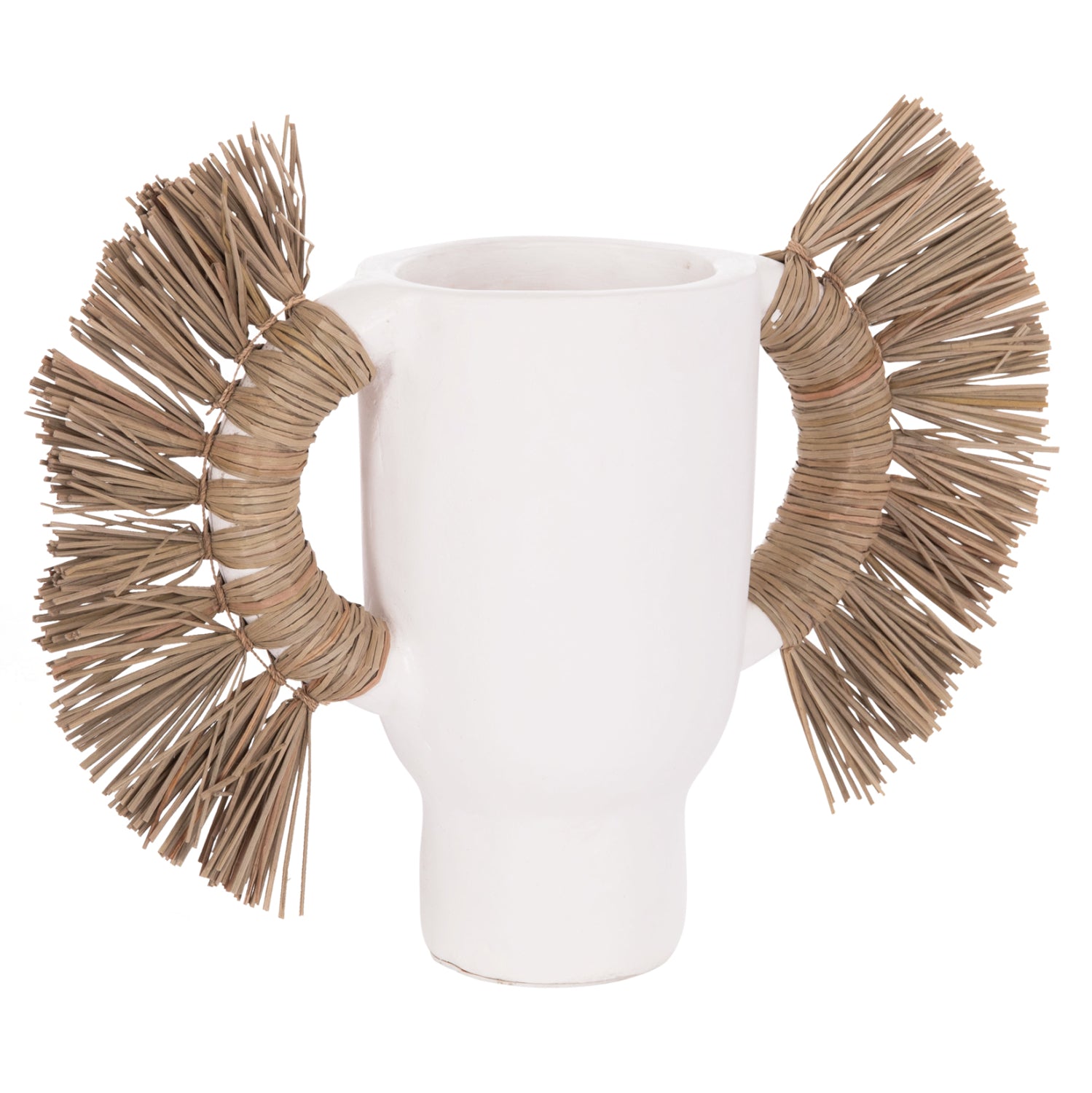 Декоративна ваза Alica бяла теракота и трева -- 55x19x34см