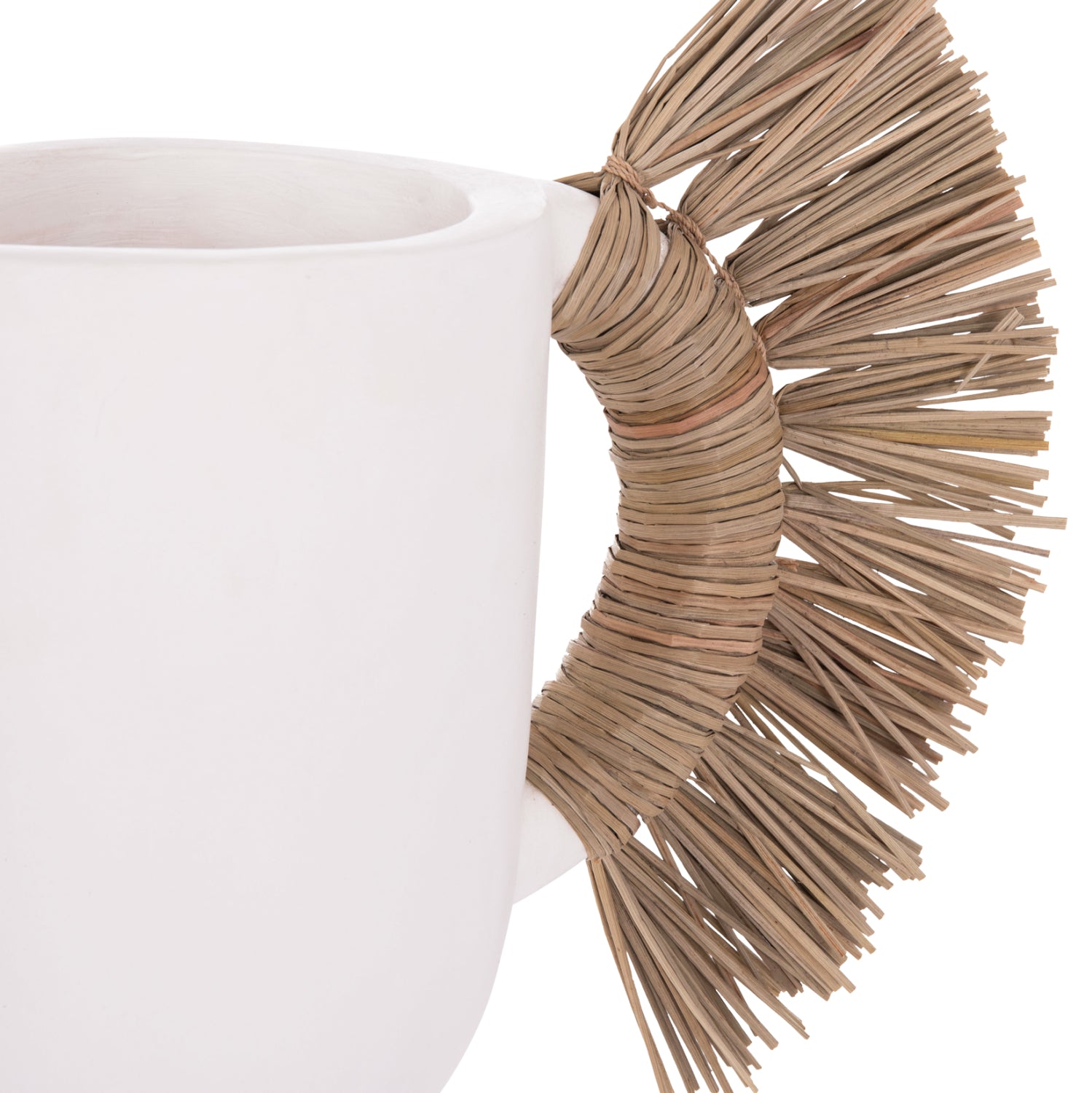 Декоративна ваза Alica бяла теракота и трева -- 55x19x34см