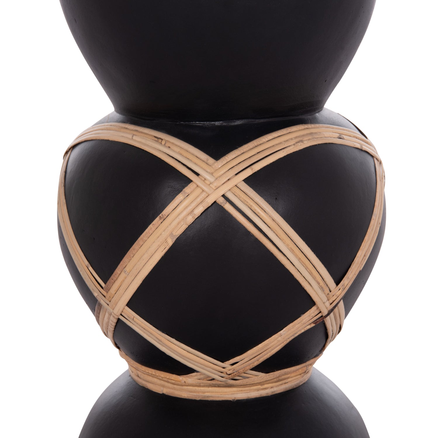 Декоративна подова ваза Мaynard фибро цимент /черен ратан φ27.5x50h