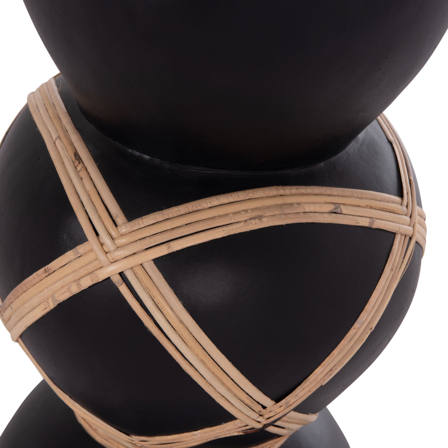 Декоративна подова ваза Мaynard фибро цимент /черен ратан φ27.5x50h