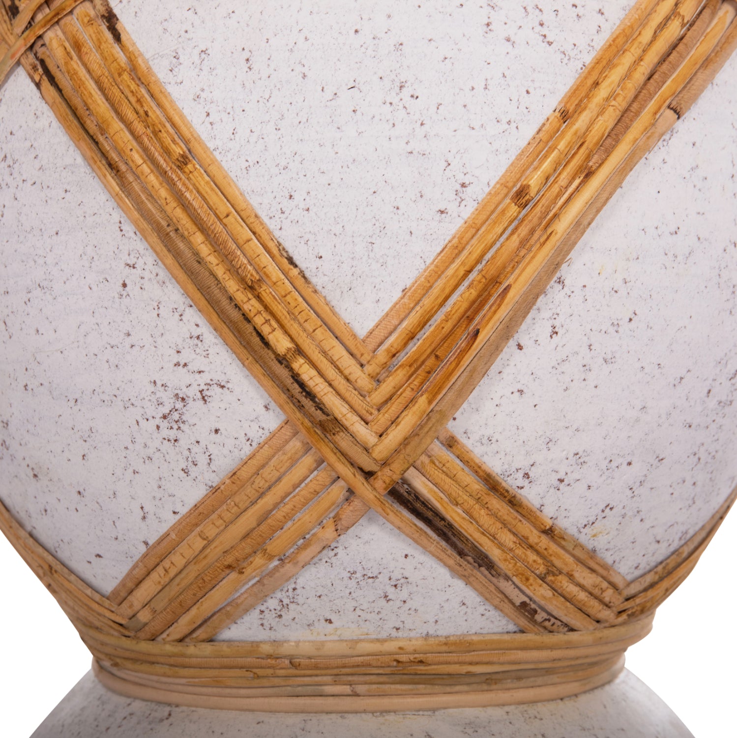 Декоративна подова ваза Мaynard от фибро цимент, бяла, ратан φ32x62.5всм