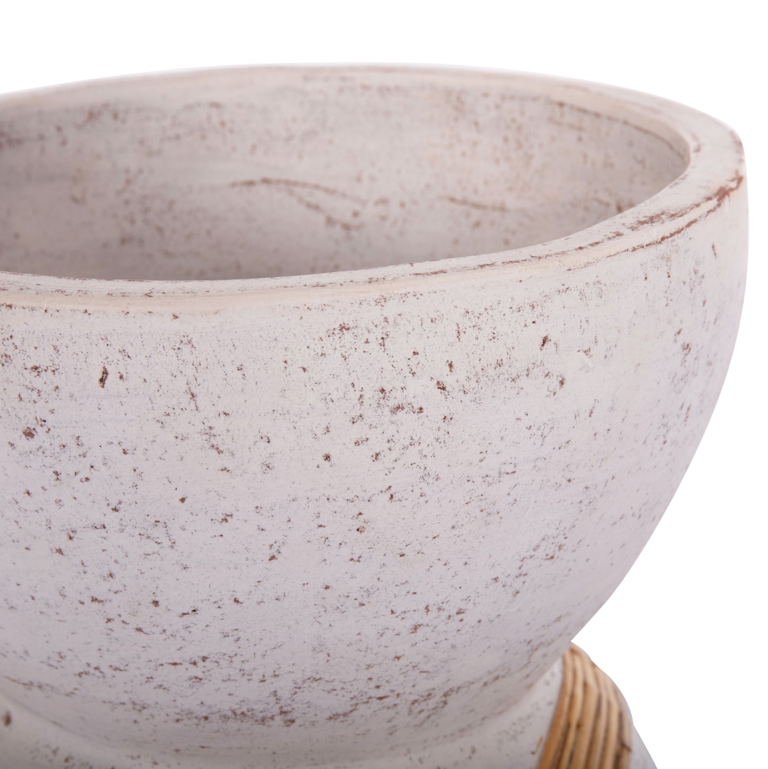 Декоративна подова ваза Мaynard от фибро цимент, бяла, ратан φ32x62.5всм