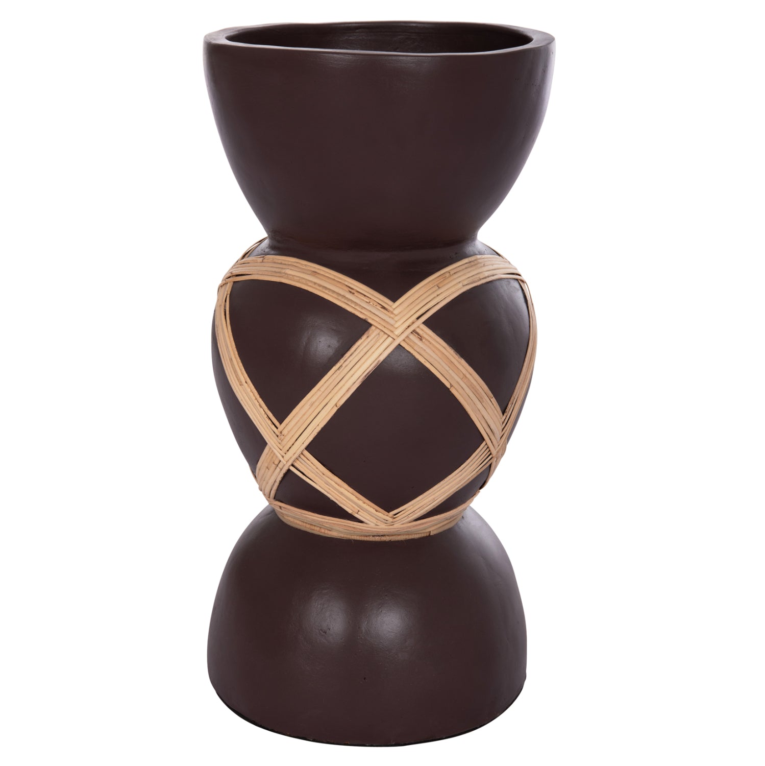 Декоративна подова ваза Мaynard фибър цимент шоколад-ратан φ32x62.5см