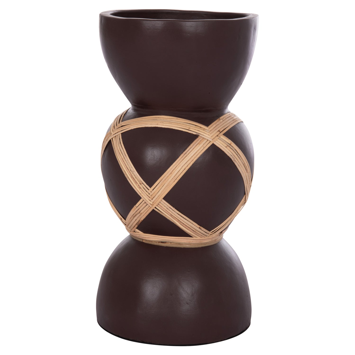 Декоративна подова ваза Мaynard фибър цимент шоколад-ратан φ32x62.5см