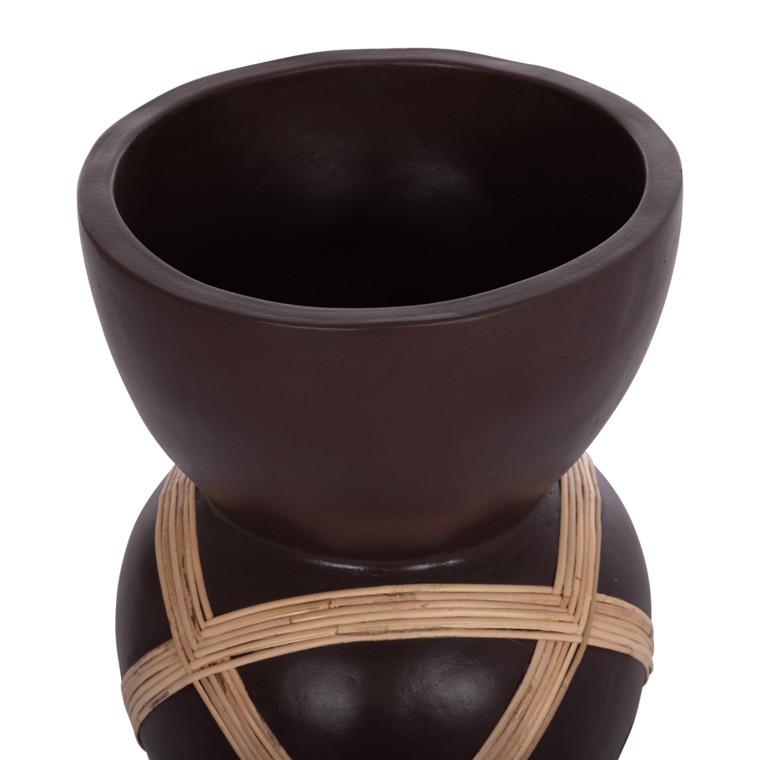 Декоративна подова ваза Мaynard фибър цимент шоколад-ратан φ32x62.5см