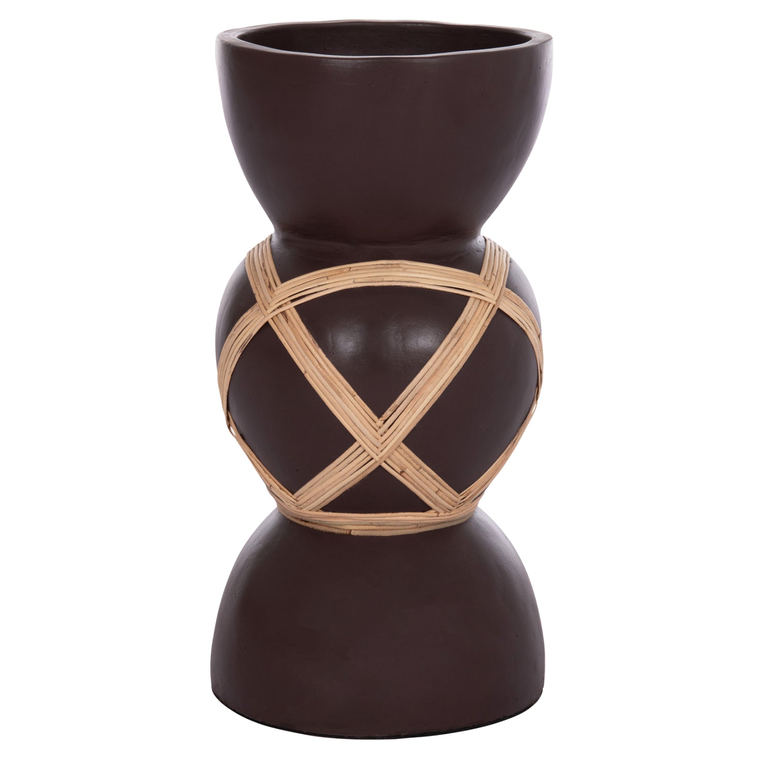 Декоративна подова ваза Мaynard фибър цимент шоколад-ратан φ32x62.5см
