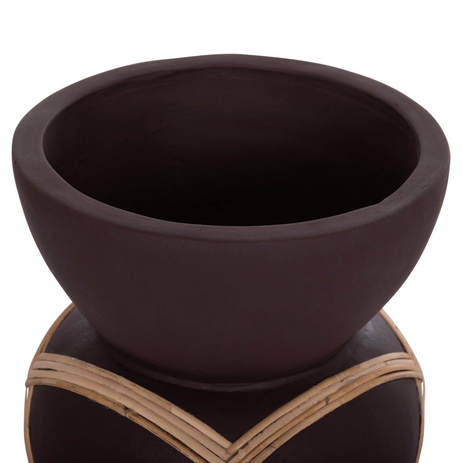 Декоративна подова ваза Мaynard фибро цимент шоколад-ратан φ27.5x50см