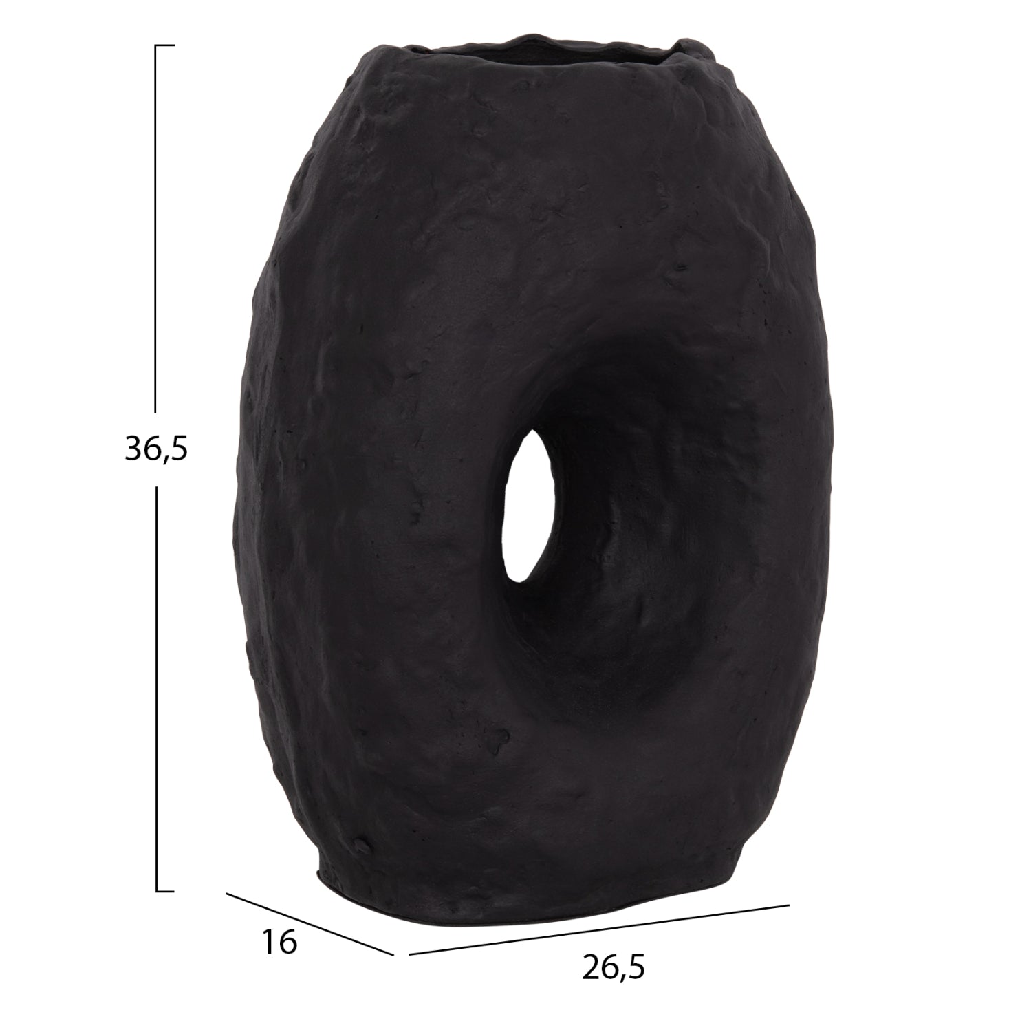 Настолна декоративна ваза namentis черна теракота--26.5x16x36.5cm