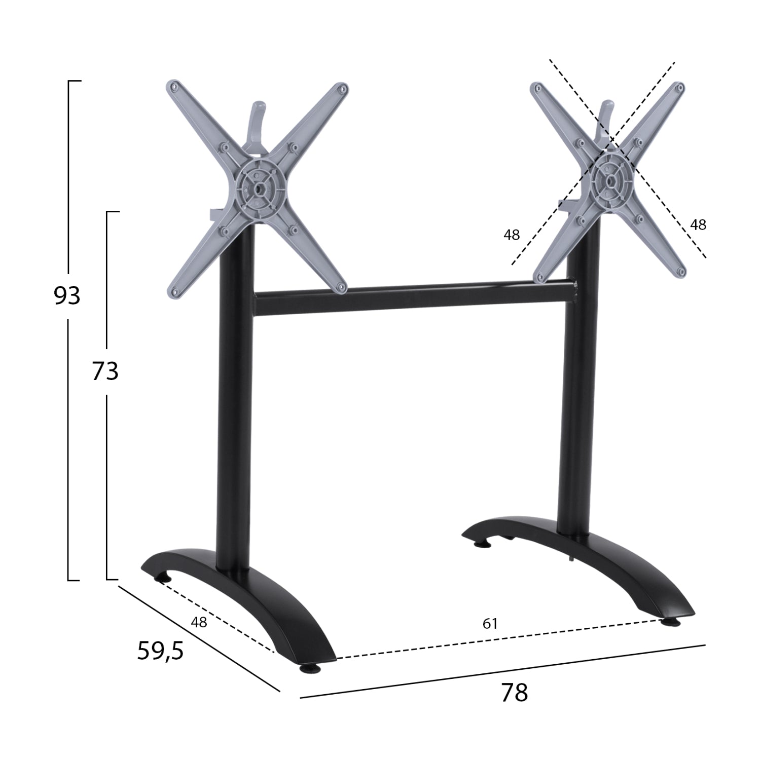 Основа за маса 468.01/двойна черен метал 84X60X73