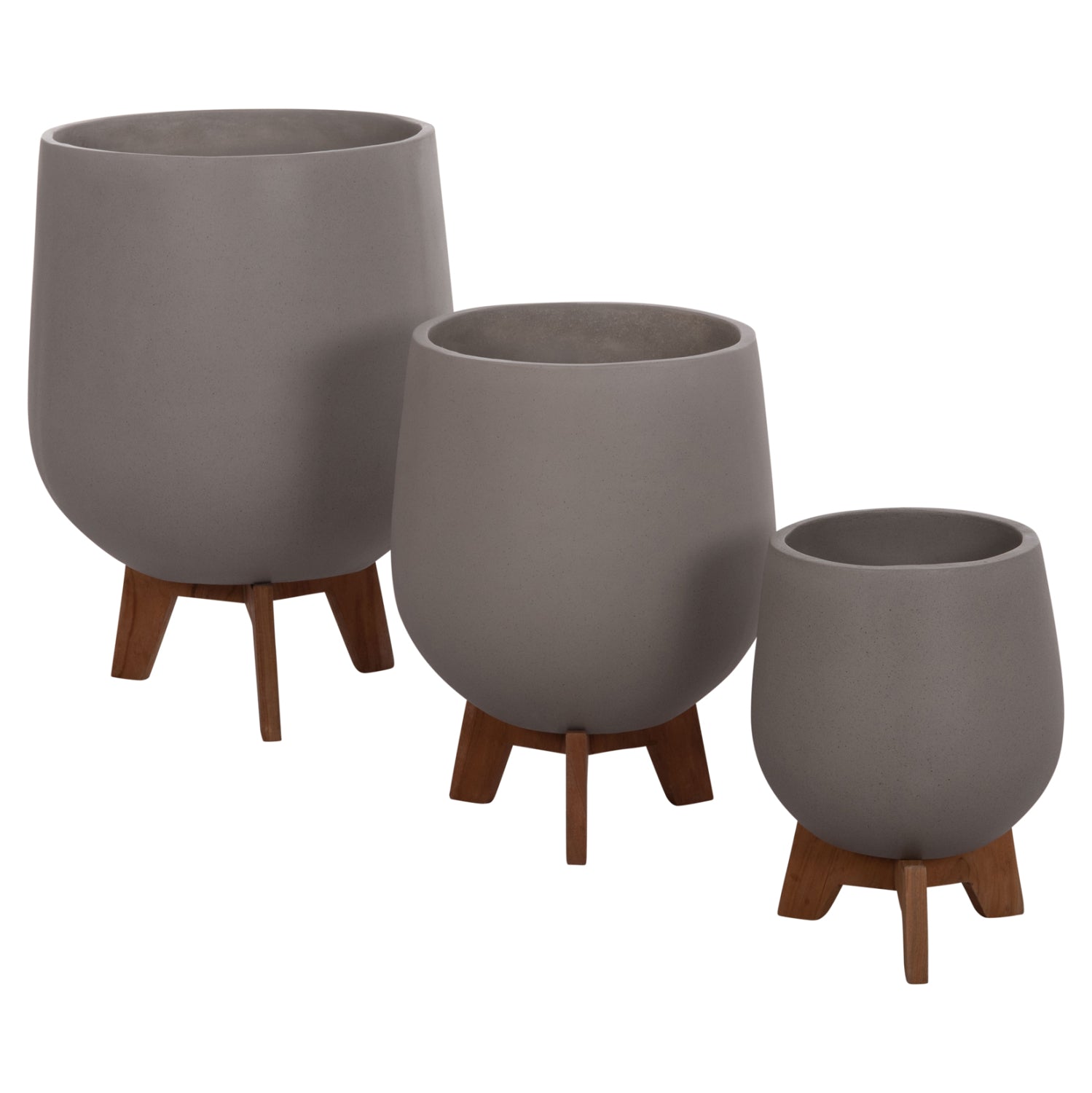 Комплект 3саксий с дървени основи TRYLL фибро цимент-сив