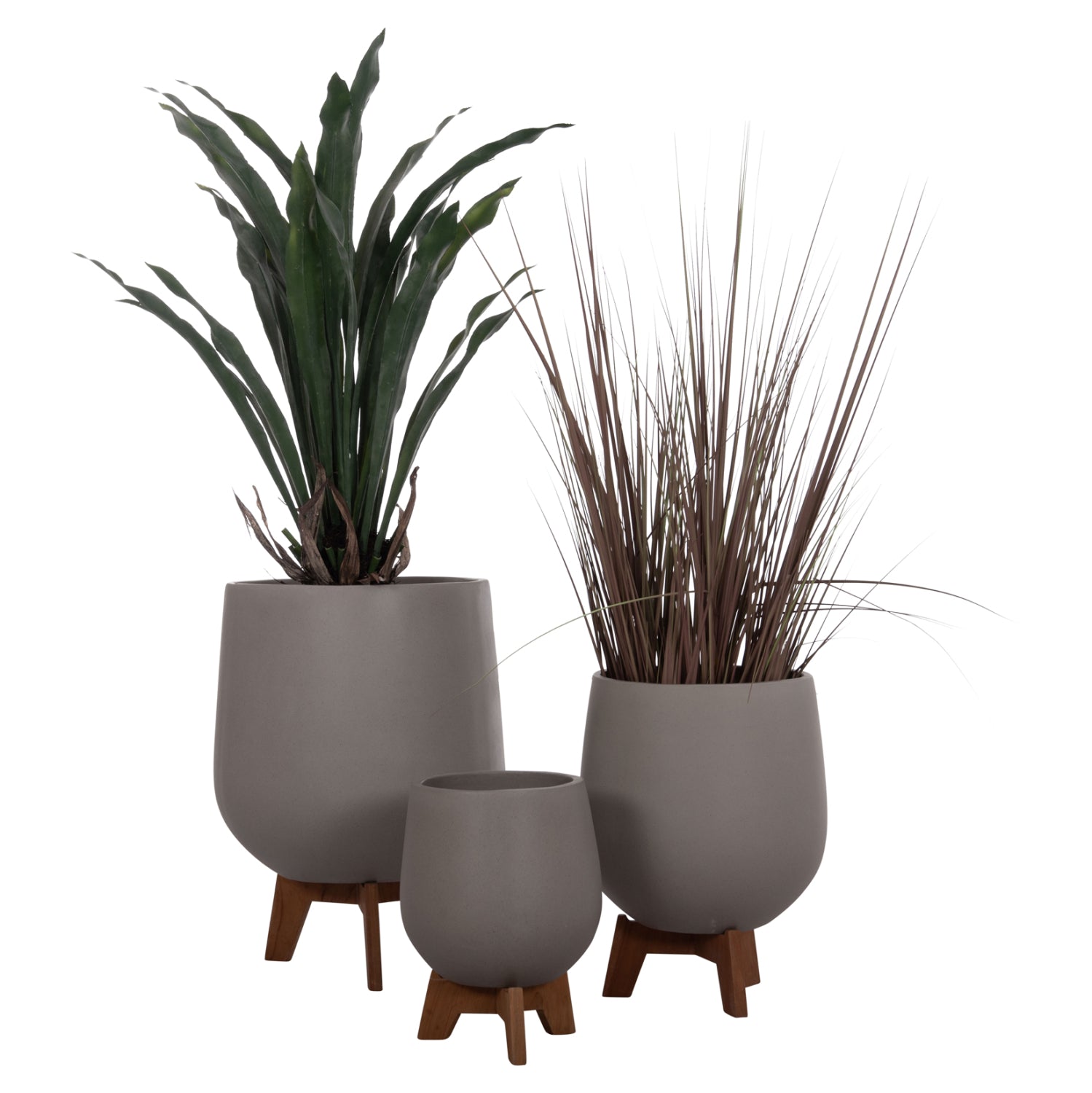 Комплект 3саксий с дървени основи TRYLL фибро цимент-сив