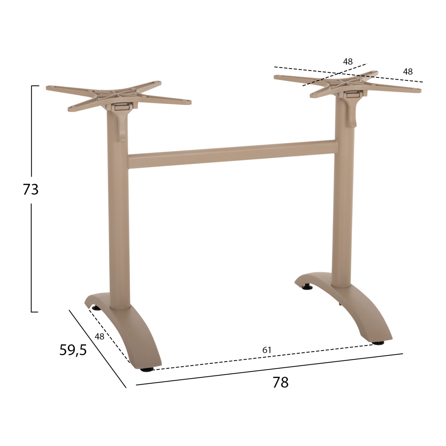 Основа за маса 468.25/двойна алуминиева -капучино 104x60x73h