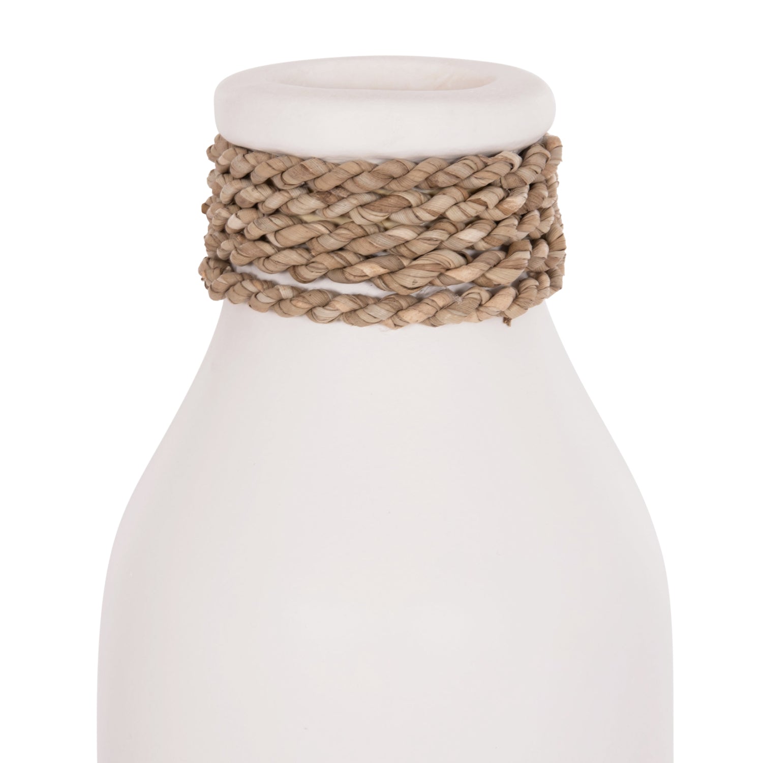 Декоративна ваза теракота в бяло -ф13x34cm.