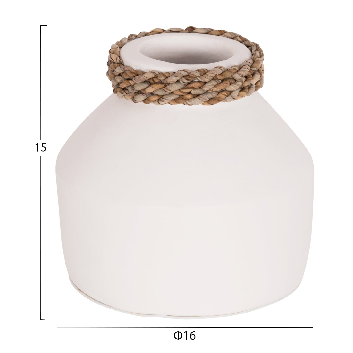 Декоративна ваза теракота CAMMER в бяло-ф16x15cm.