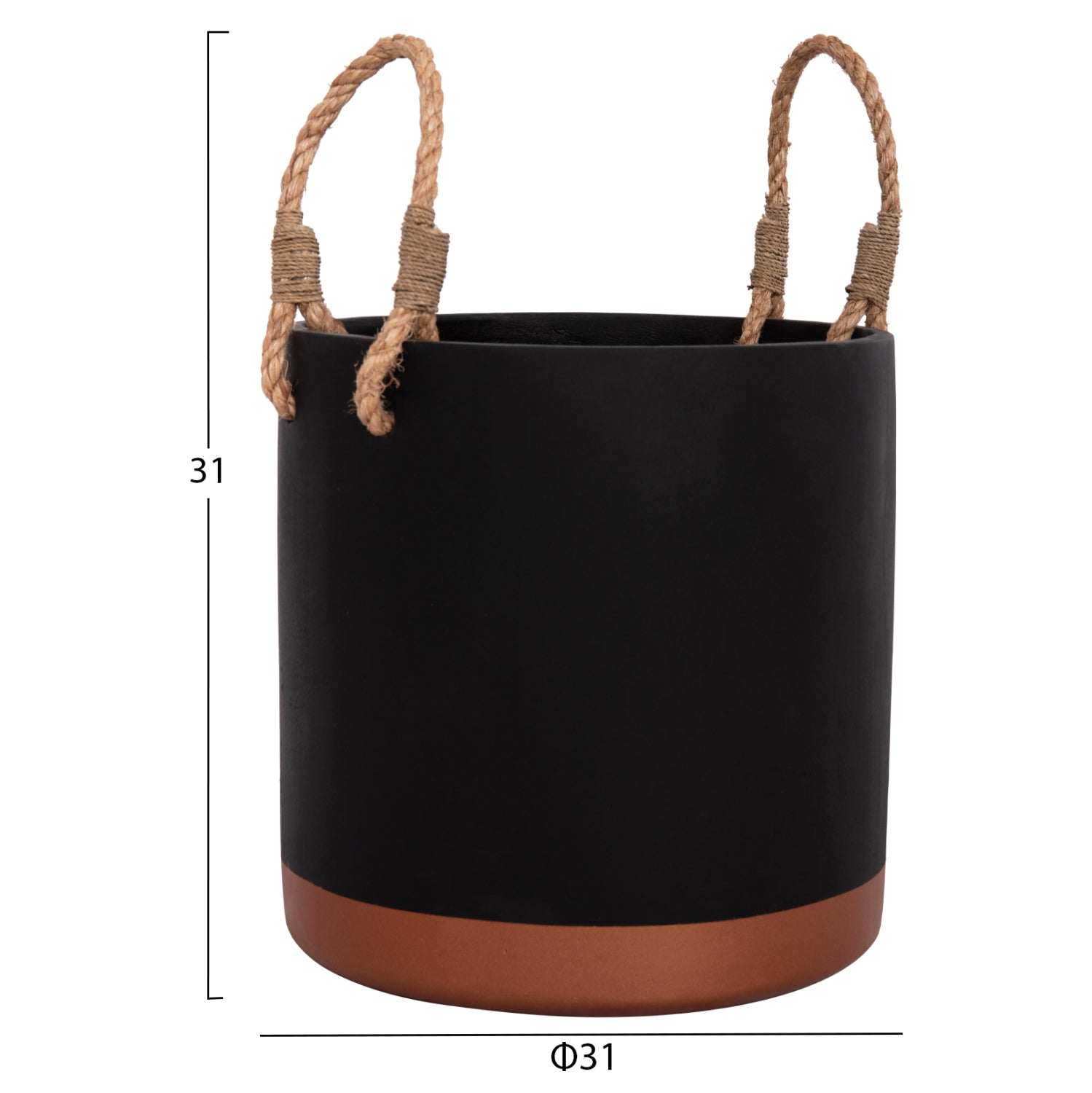 Саксия за вътрешна употреба TRYLL фибро цимент с въже ф31x31cm.