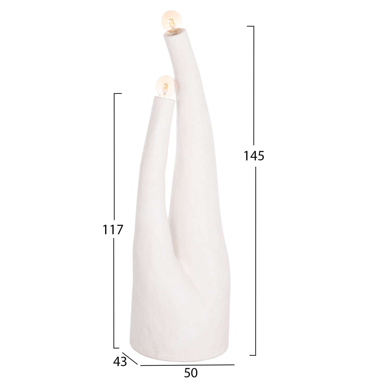 Декоративна подова светлина tusken фибр цимент-бяла 50x43x145см