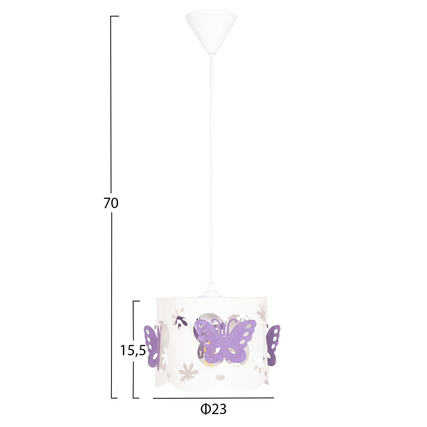 Детска лампа Лептър цвят бял-лилав ф23x70см