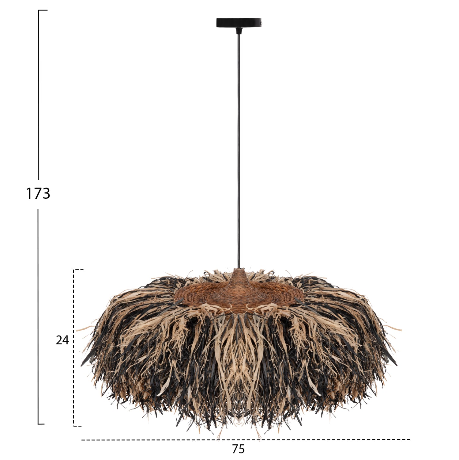 Таванна лампа 4715 черен-естествен цвят ф75