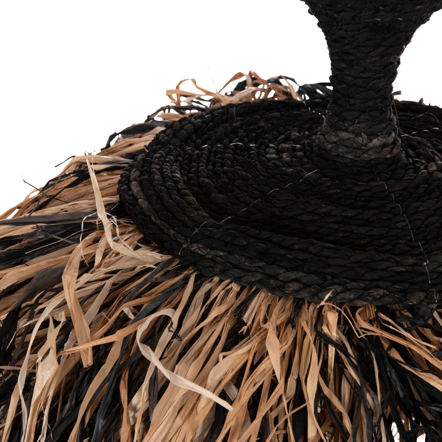 Таванна лампа 4716 черен-естествен цвят Φ60x50см