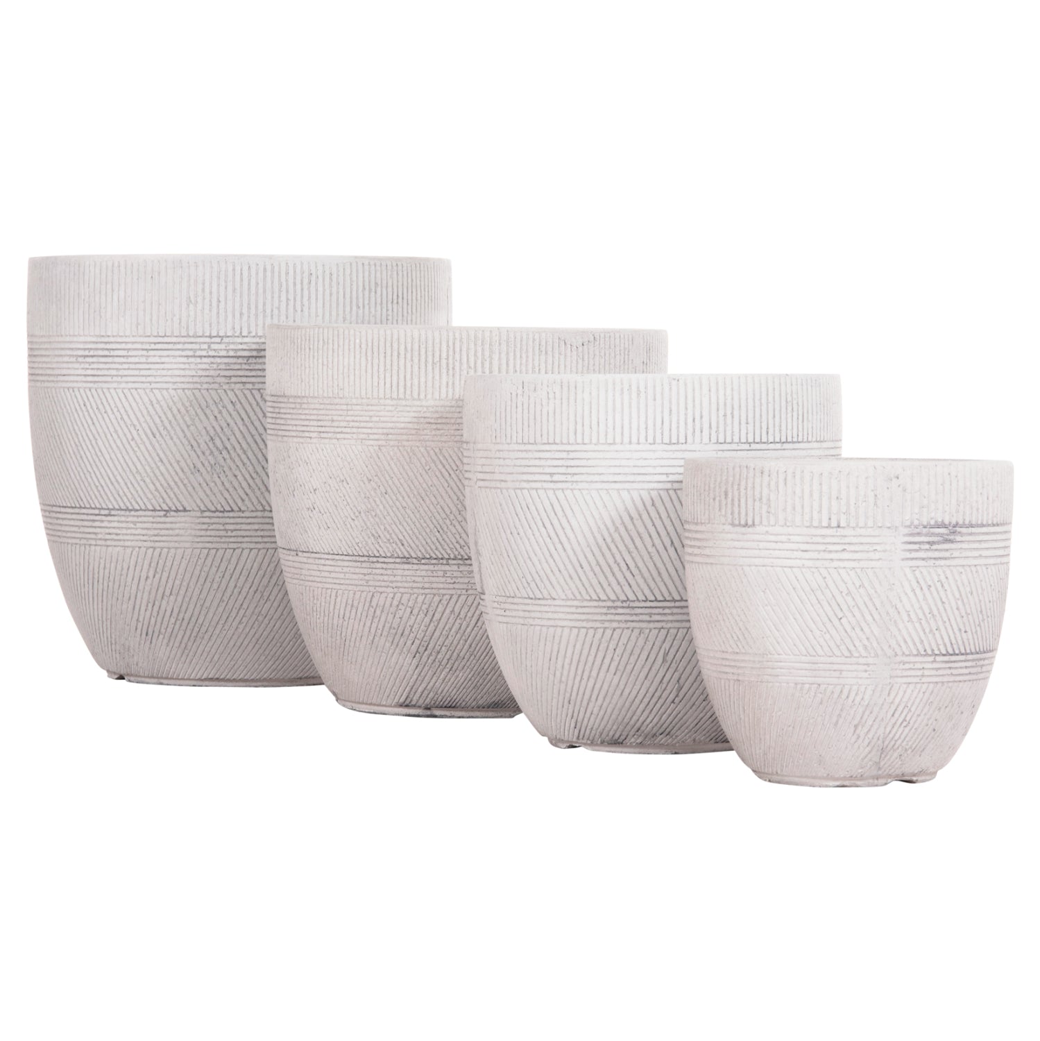 Комплект от 4 кръгли саксий - цвят цимент φ44x43hcm