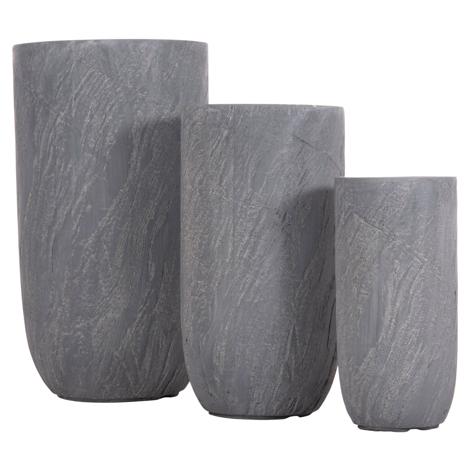 Комплект от 3 цилиндрични саксии  цвят фибер-цимент φ44x79hcm