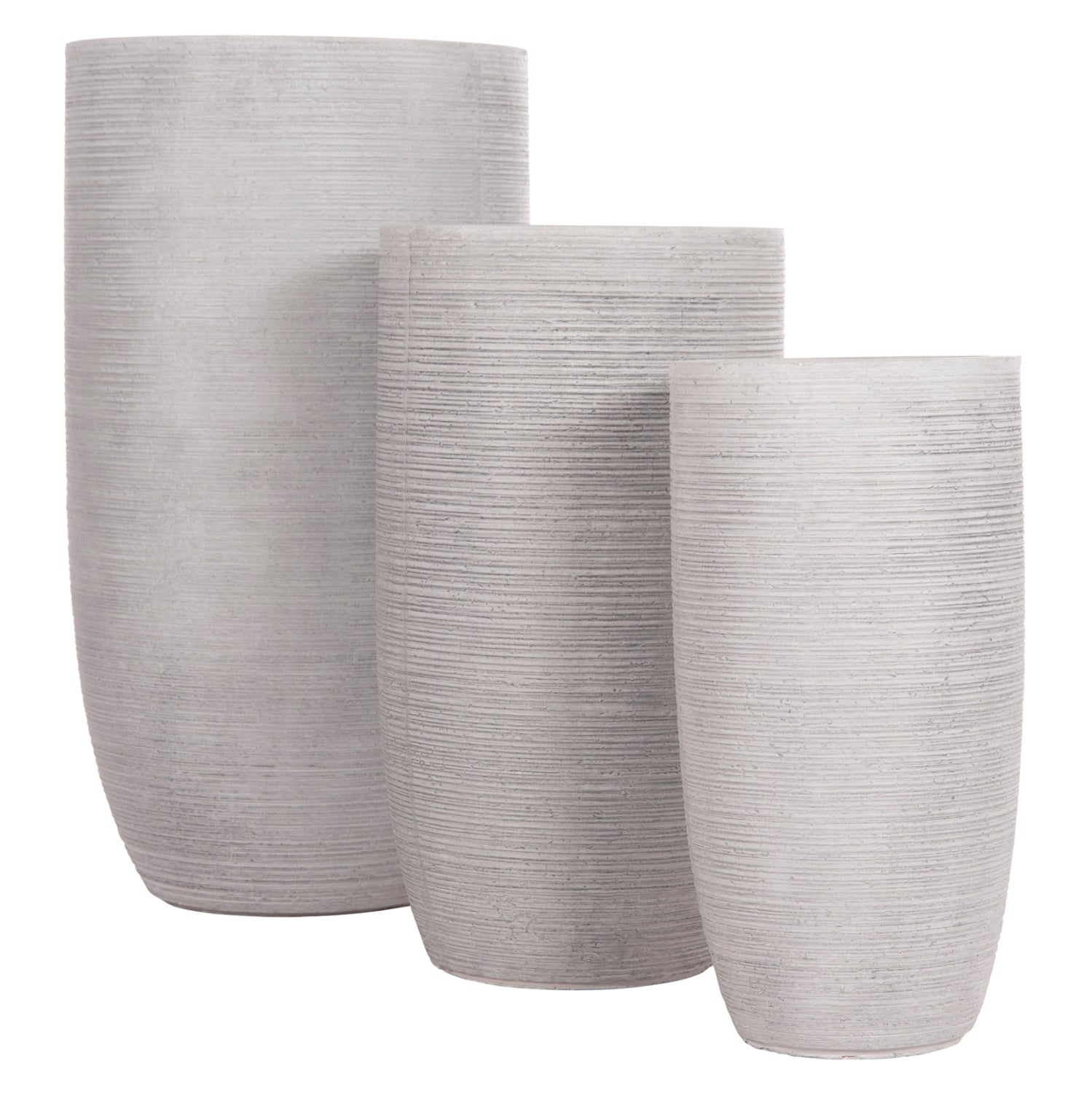 Комплект от 3 цилиндрични саксии, - цвят цимент φ42x78hcm