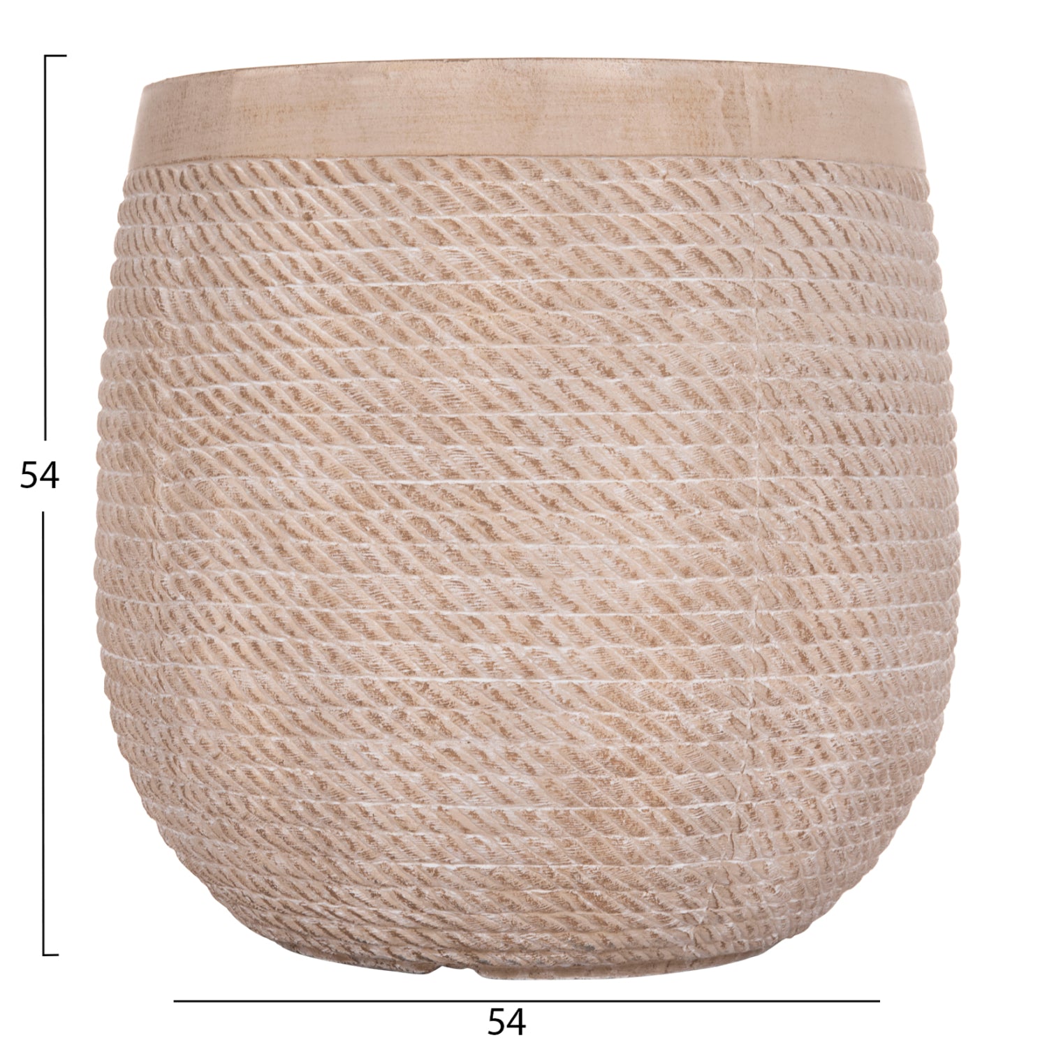 Комплект от 4 кръгли градински саксий фибър - цимент с цвят слонова кост ф54x54 см