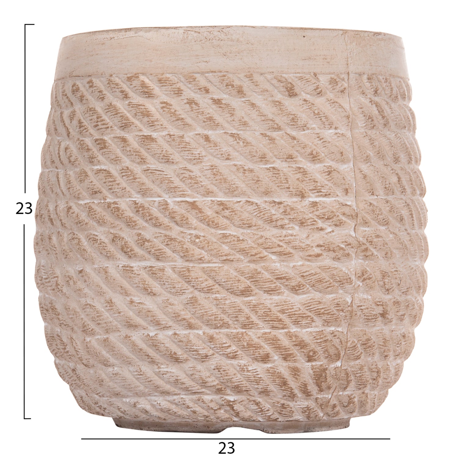 Комплект от 4 кръгли градински саксий фибър - цимент с цвят слонова кост ф54x54 см