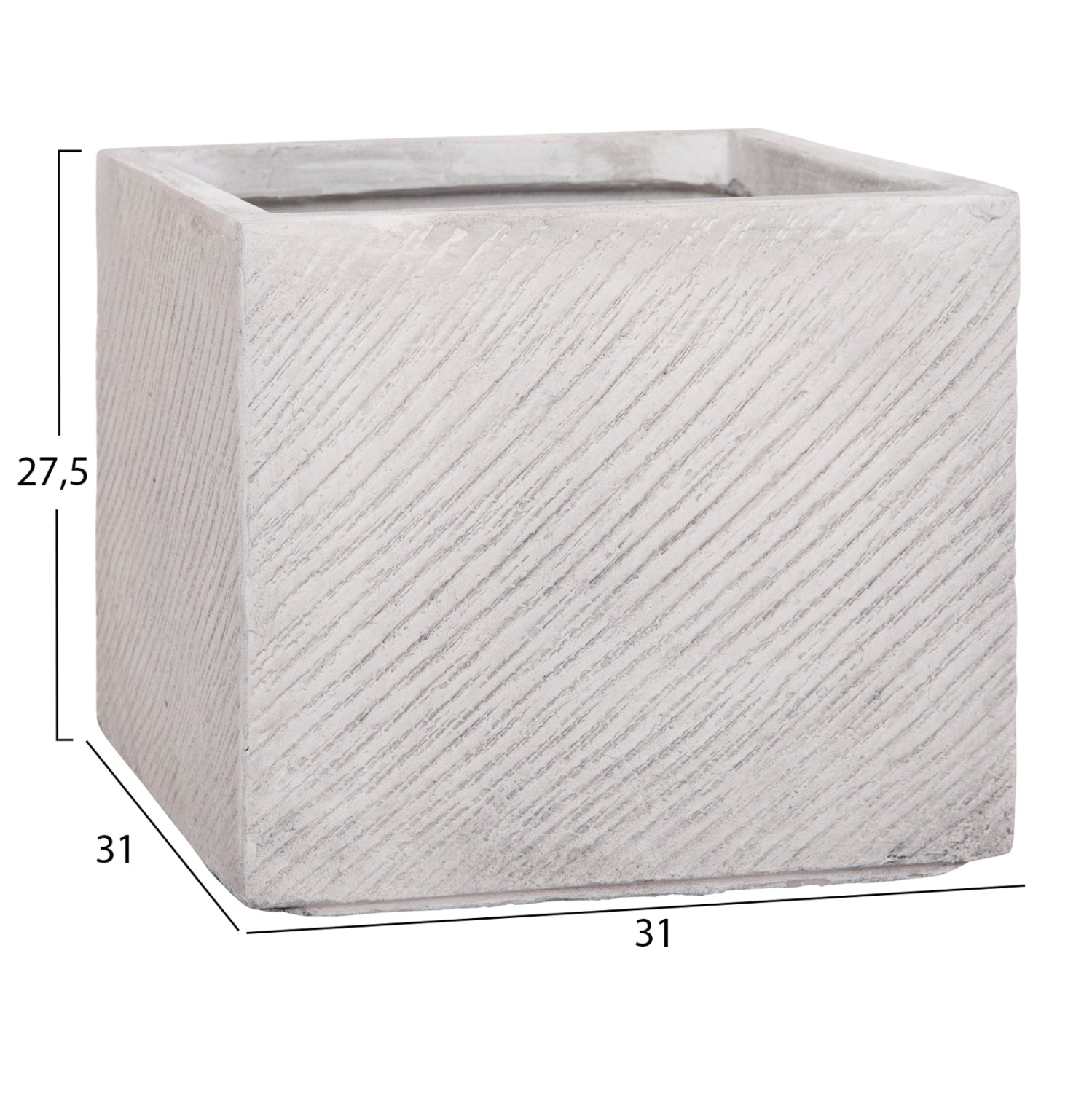 Комплект 4 саксии цвят цимент 37x37x32