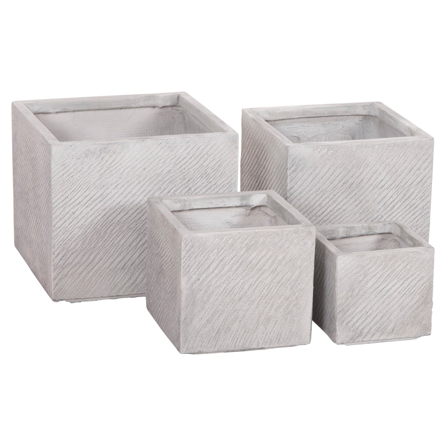 Комплект 4 саксии цвят цимент 37x37x32