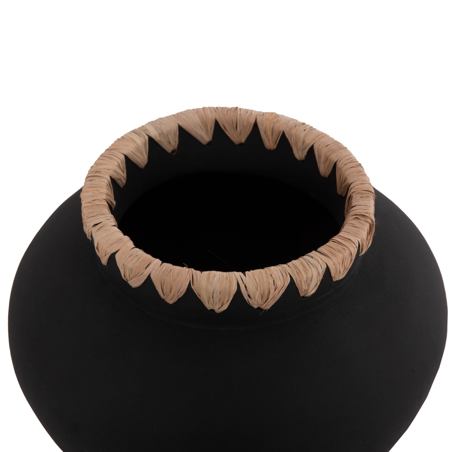 Декоративна ваза RENTON(М)теракота черна-обвита слама на гърлото φ28x23hcm