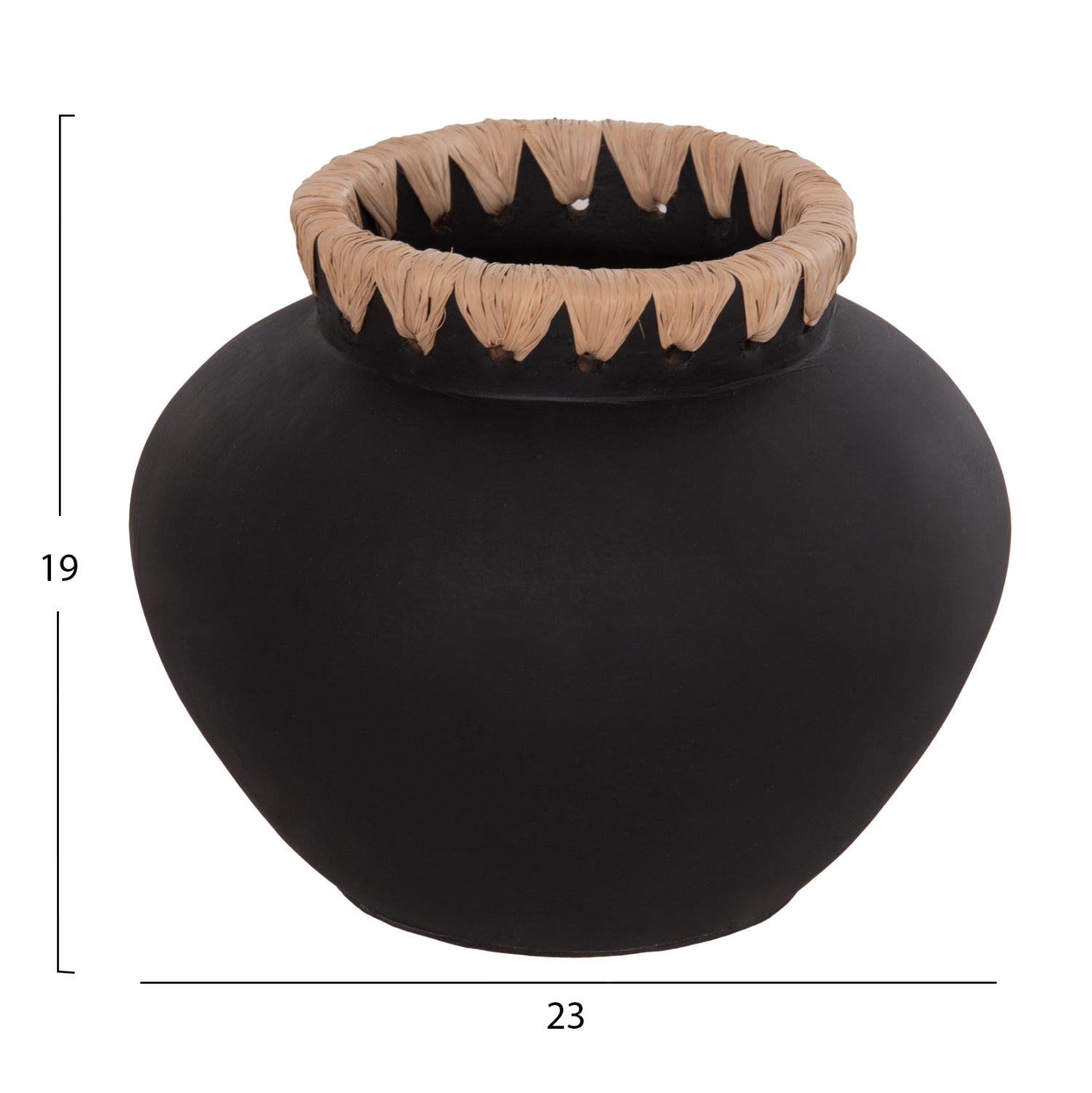 Декоративна ваза renton(s) теракота черна-обвита слама на гърлото φ23x19hcm