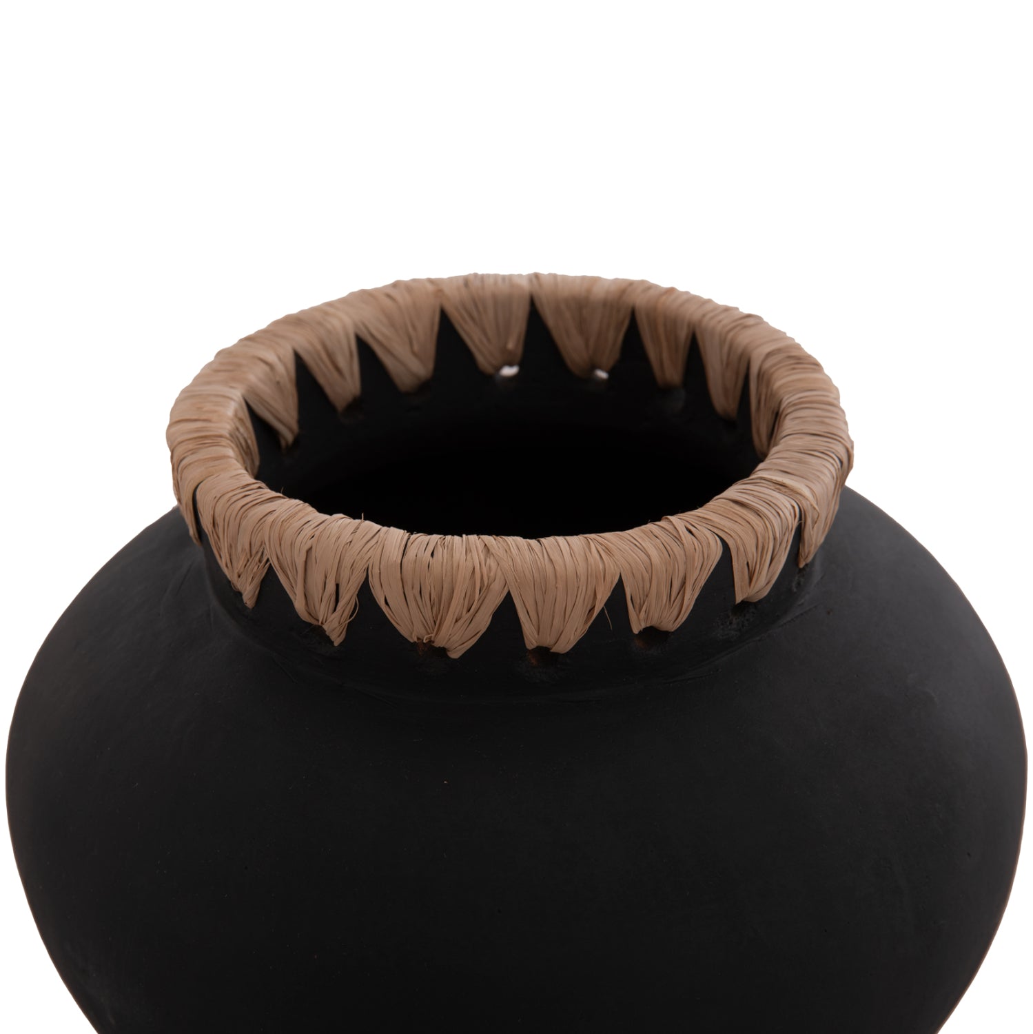 Декоративна ваза renton(s) теракота черна-обвита слама на гърлото φ23x19hcm