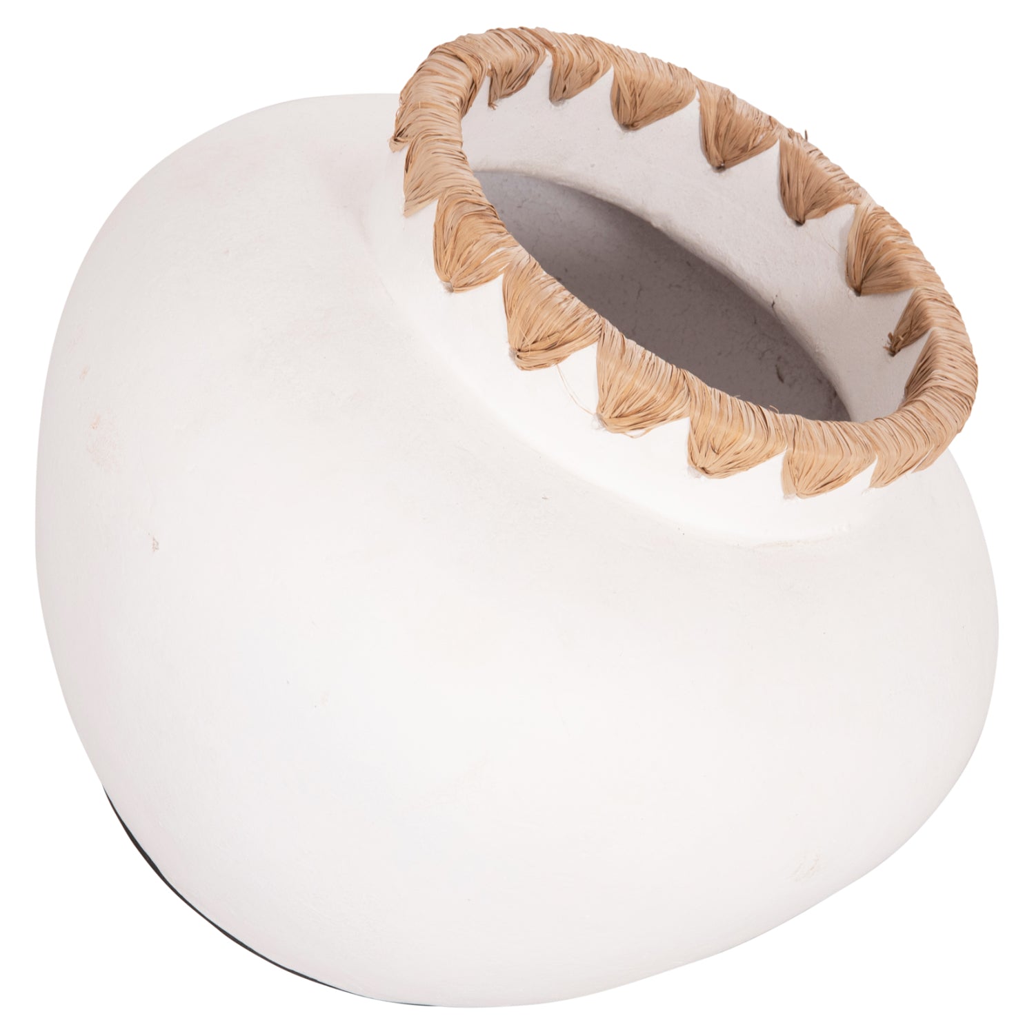 Декоративна вазаRENTON(М) теракота бяла-обвита слама на гърлото φ28x23hcm