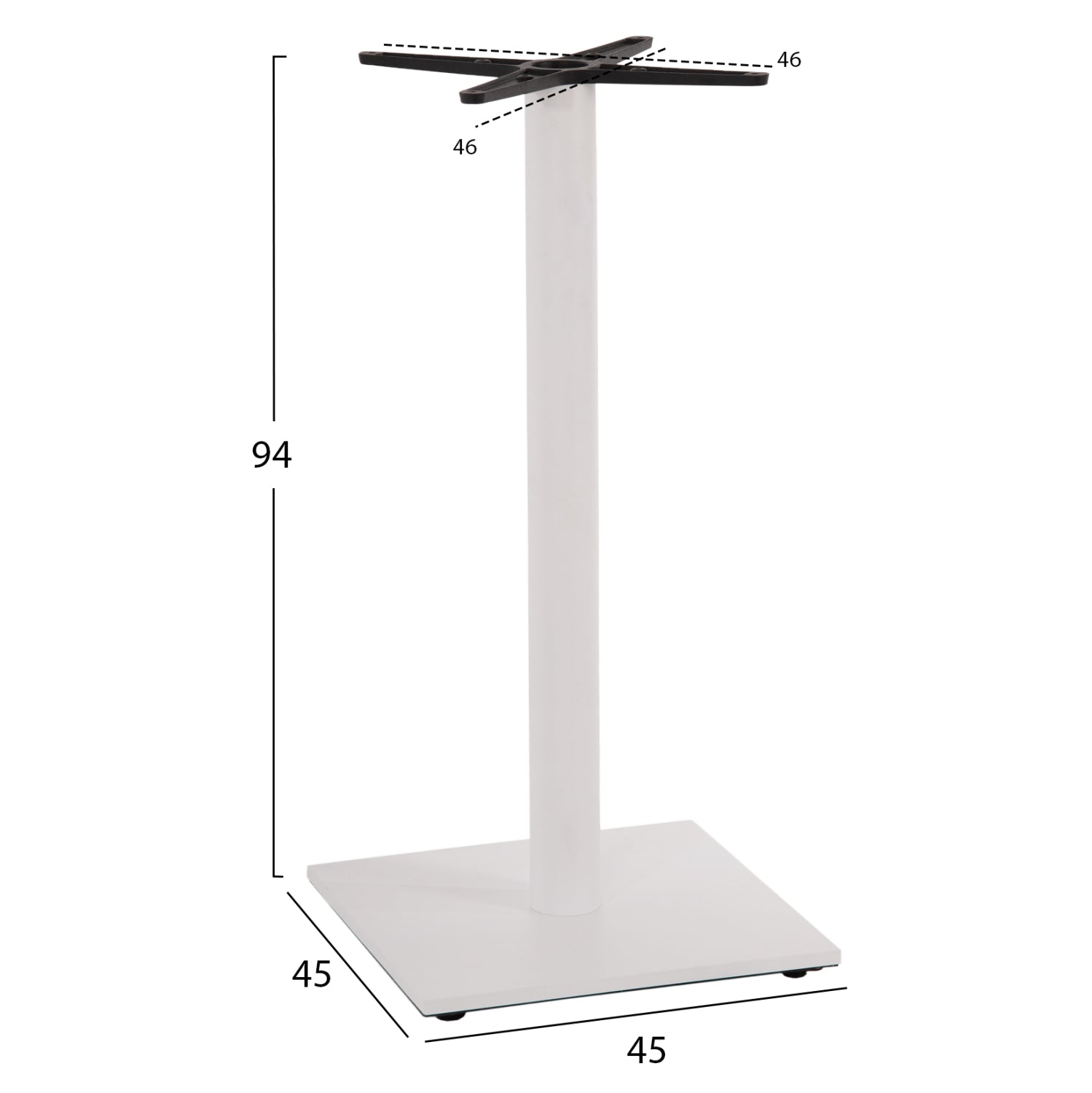 Метална основа за бар маса 474 бял цвят 45x45x94всм
