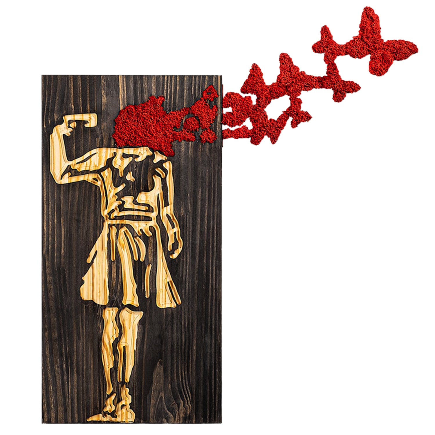 Декорация за стена фигура на момиче - метални ламарини - дърво 62x3(дълбочина)x70см.