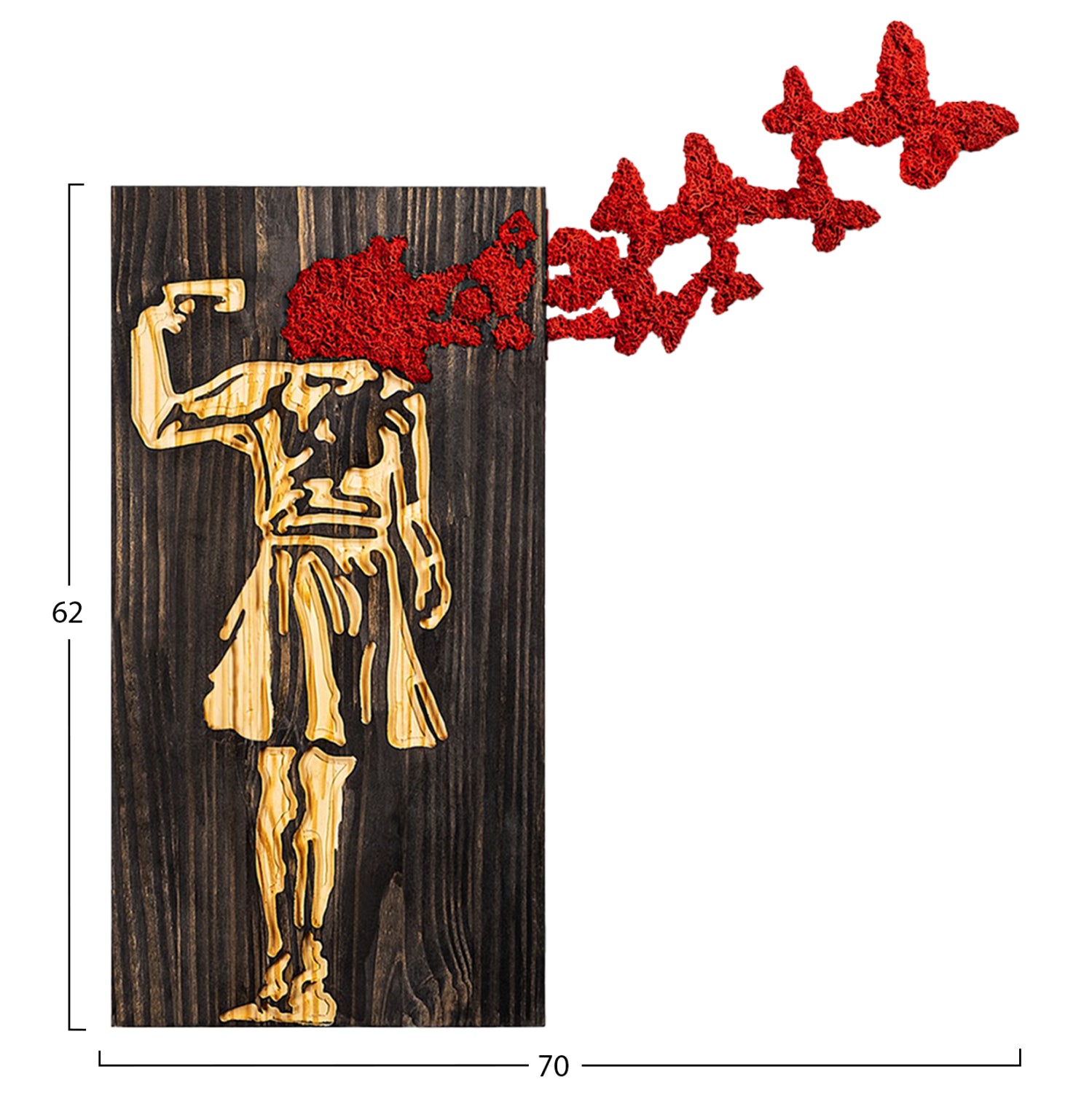 Декорация за стена фигура на момиче - метални ламарини - дърво 62x3(дълбочина)x70см.