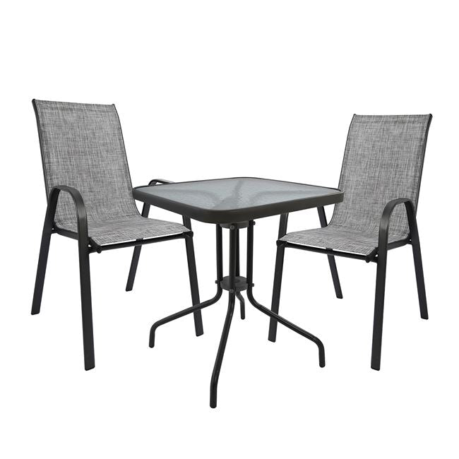 Градински комплект Леон 3 бр с маса 60/60см сив цвят КГ5183.01