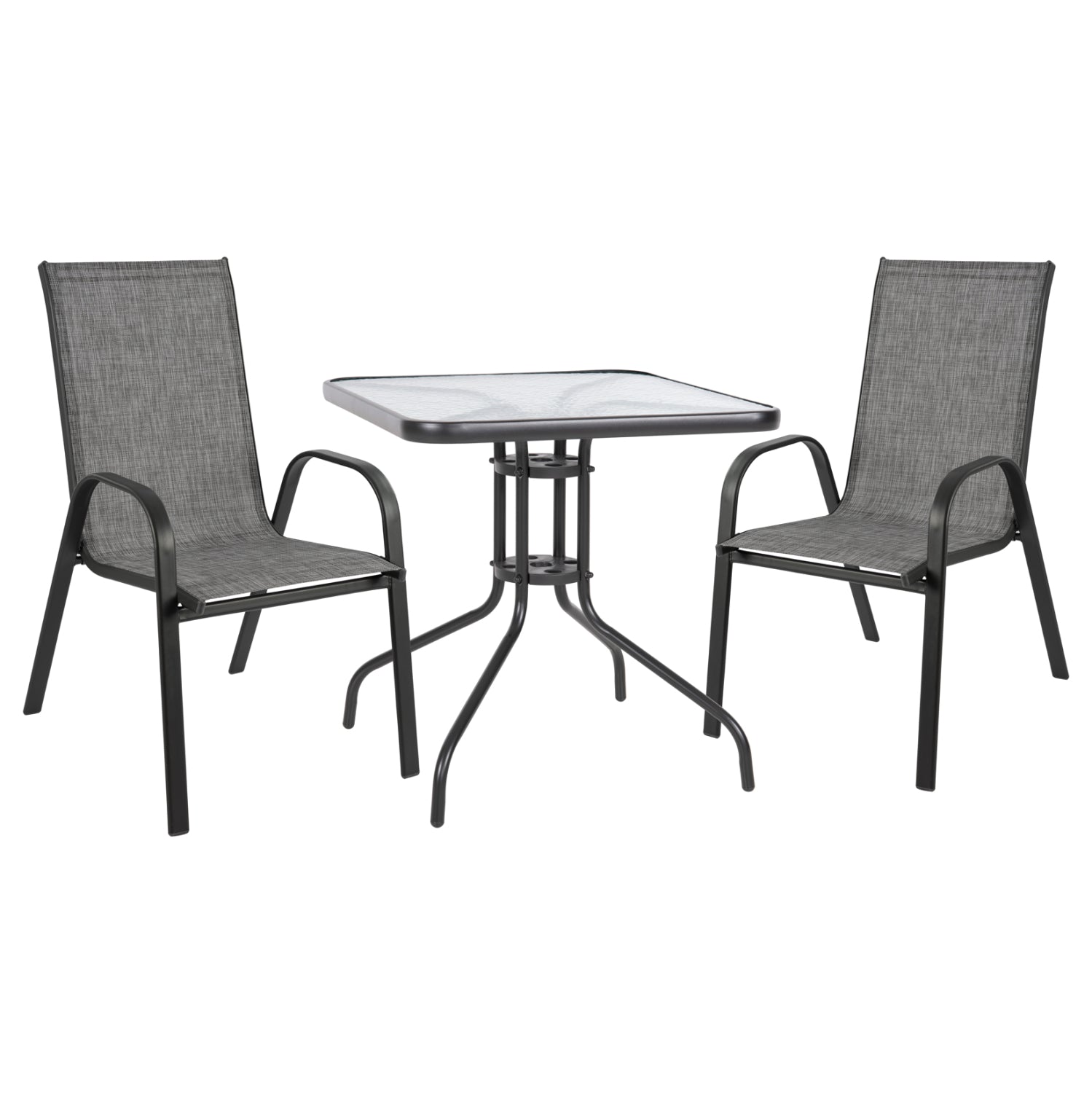 Градински комплект Леон с маса 70/70см сив цвят КГ5185.01