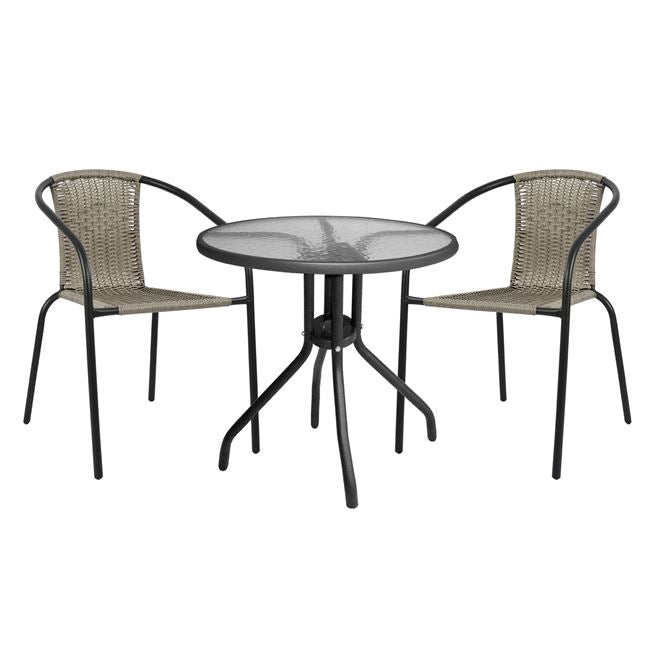 Градински комплект камел от 3 части маса Φ70/столове в сив цвят КГ5180.01