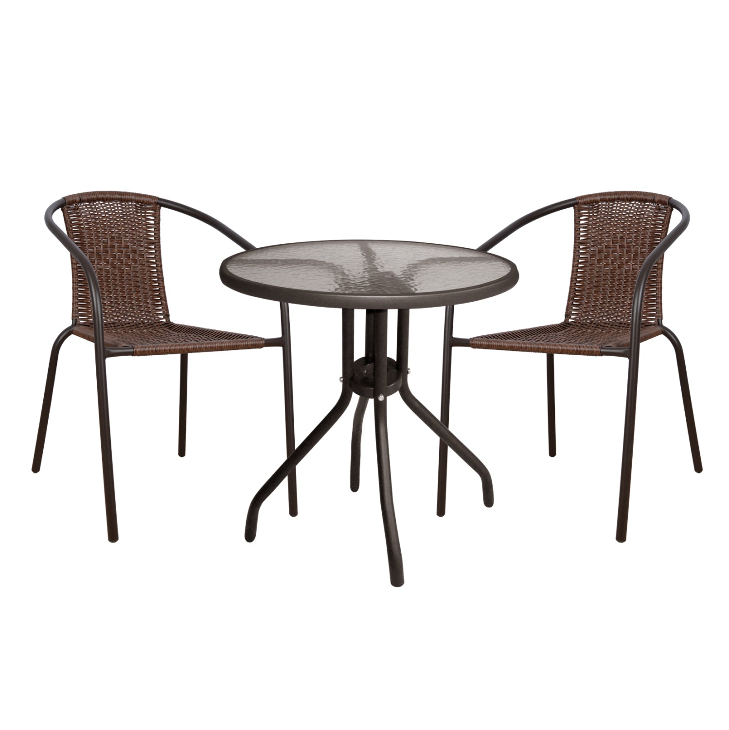 Градински комплект от 3 части маса Φ70 /столове в кафяв цвят КГ5180.02