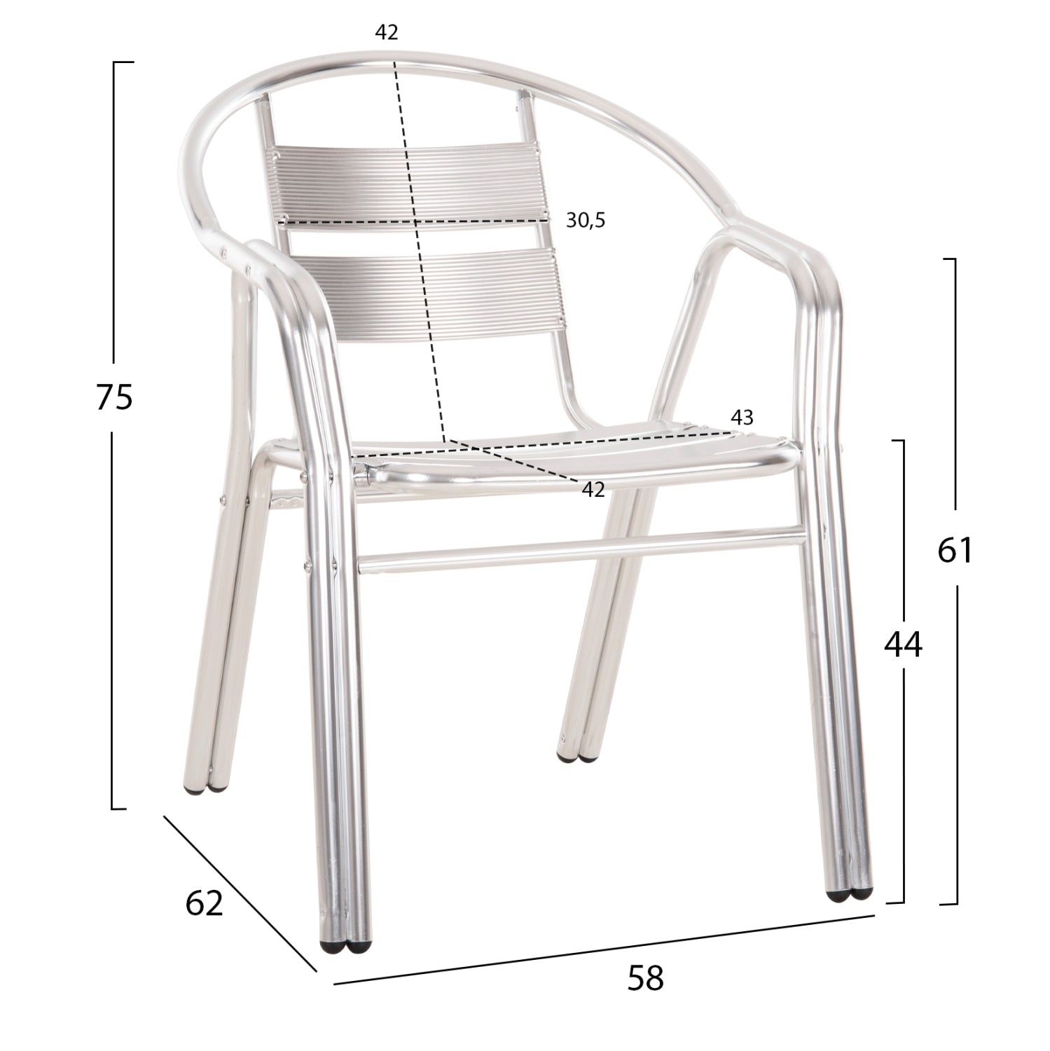 Фотьойл MORIS от алуминий в сребристо - двойна рамка 58x62x75см