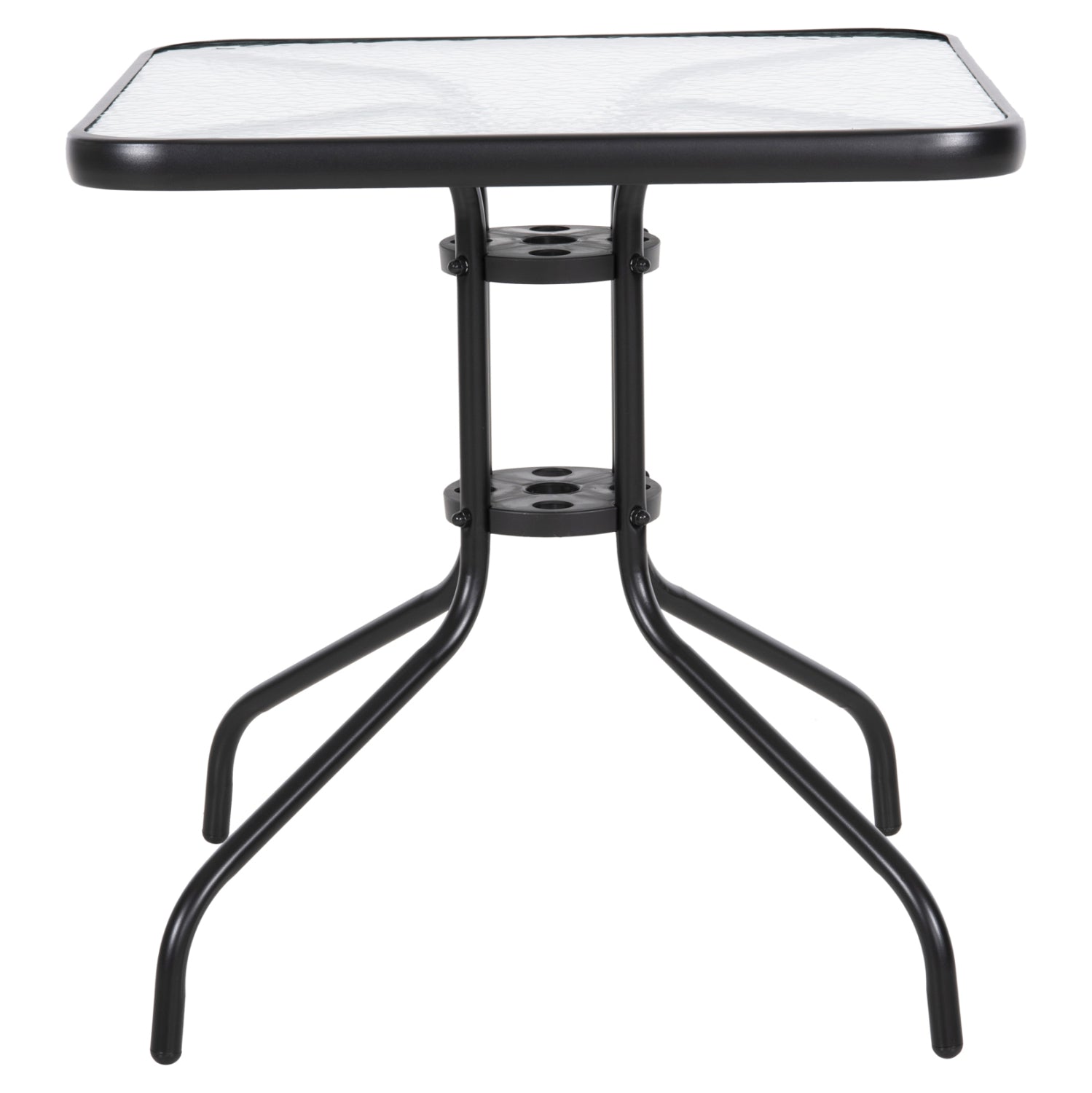 Градинска маса Figo, черен метал - стъклен плот 70x70x70всм