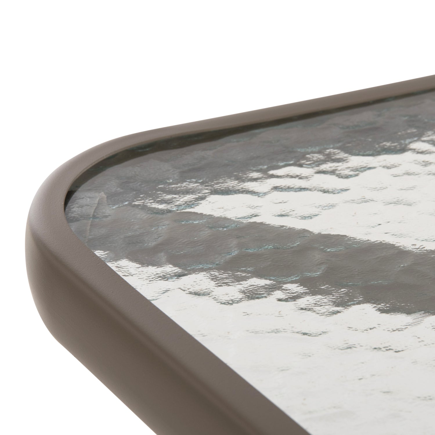 Градинска маса Figo шампанско цвят с метално-стъклена повърхност 70x70x72.5 см