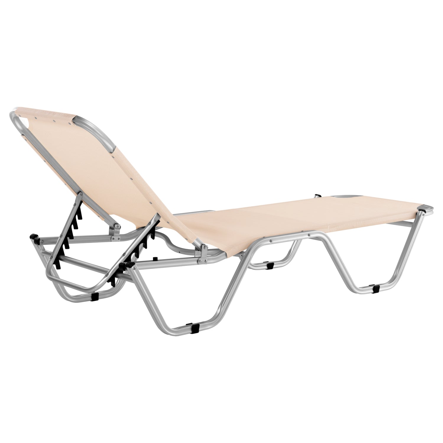 Алуминиев шезлонг Валдо -цвят крем 195x53-60x30 cm