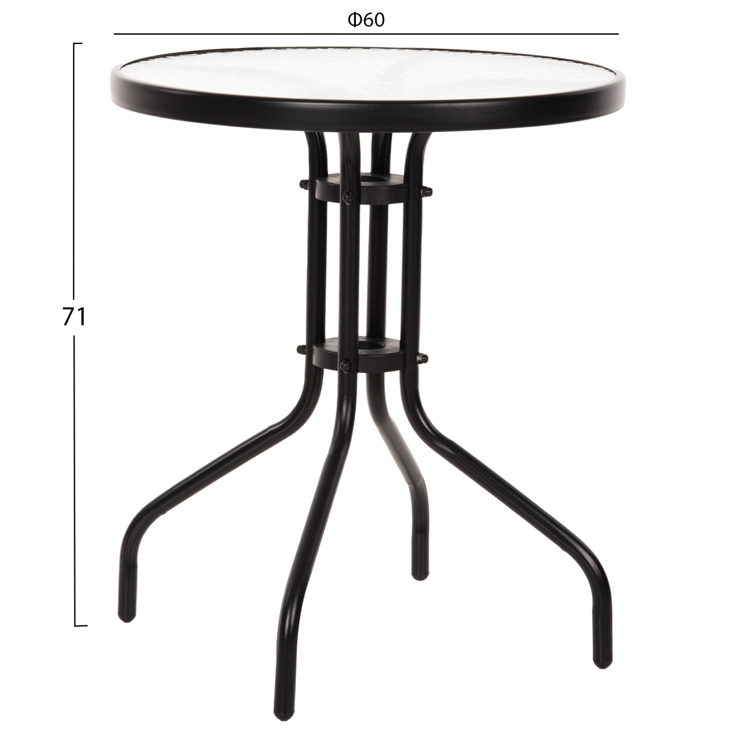 Градинска маса Лима ф60 -черен цвят метал/стъкло