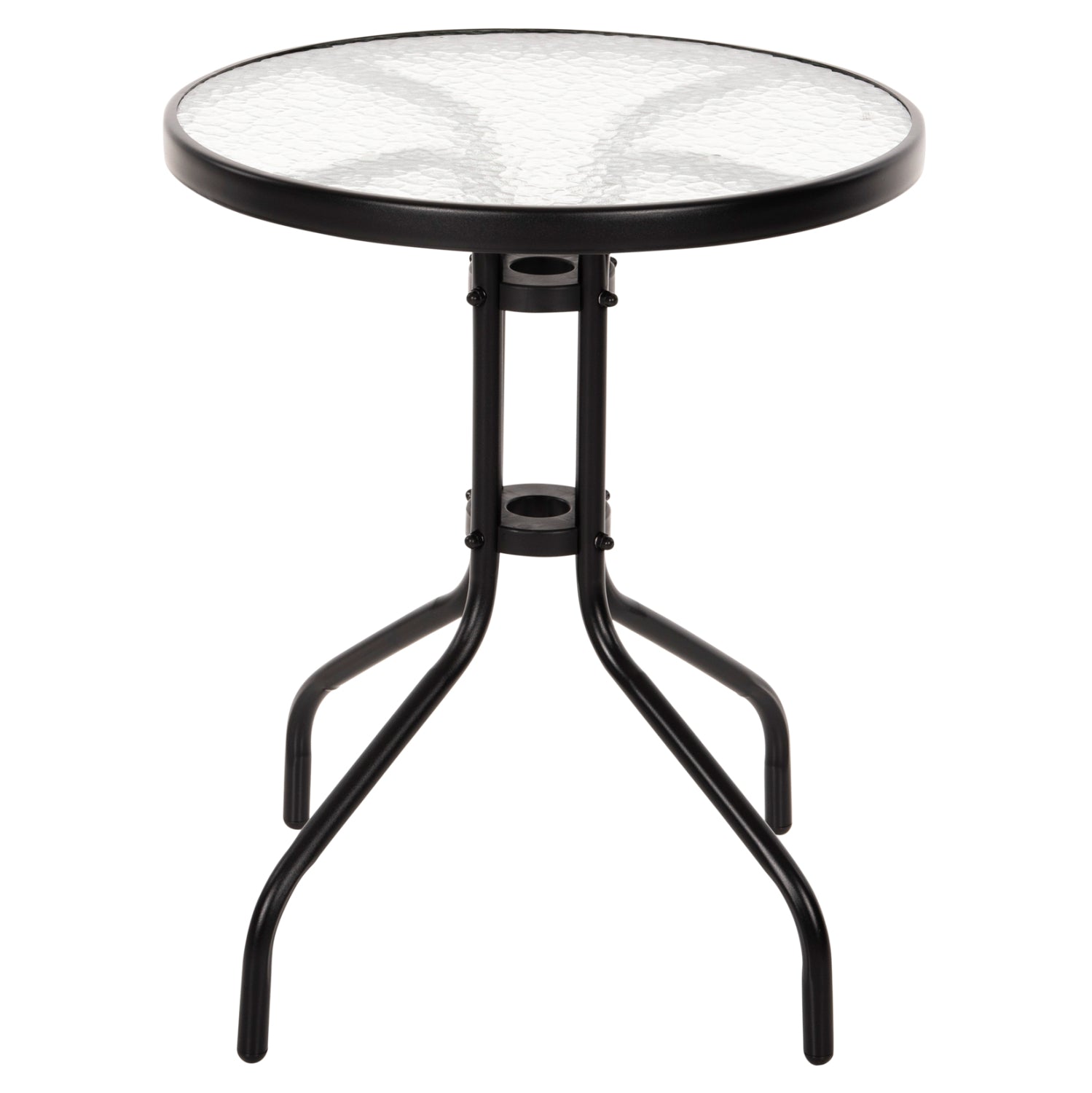 Градинска маса Лима ф60 -черен цвят метал/стъкло