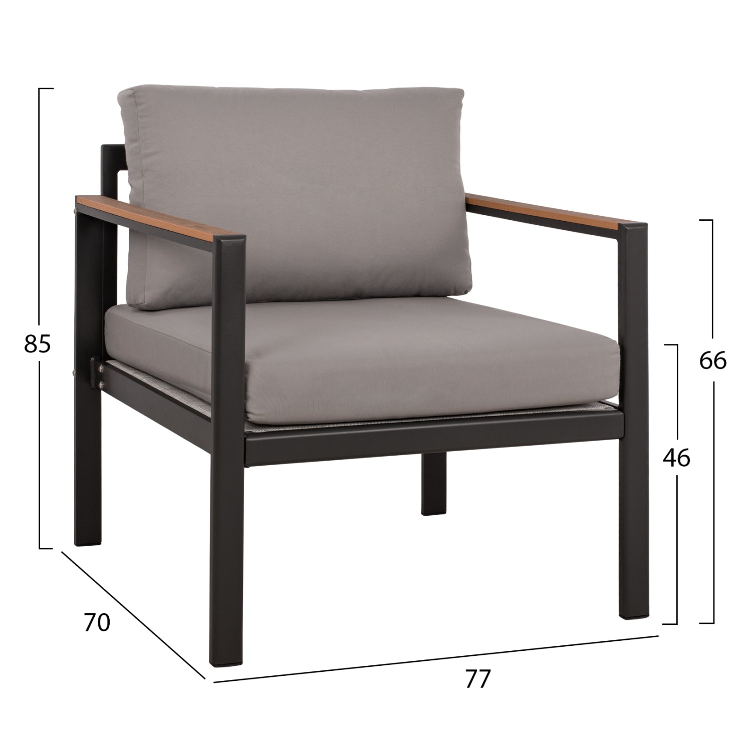 Градински сет Лайф цвят антрацит-сив диван с 2кресла и маса 110x55x40 см.