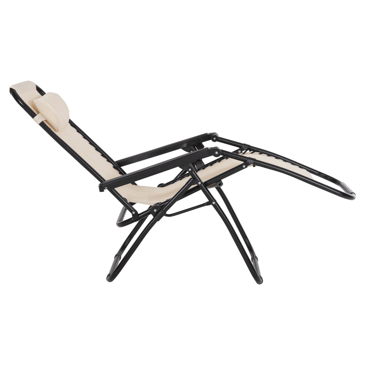 Кресло Relax бежов текстилен-черен метал 67x145x110см.